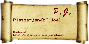 Platzerjanó Joel névjegykártya